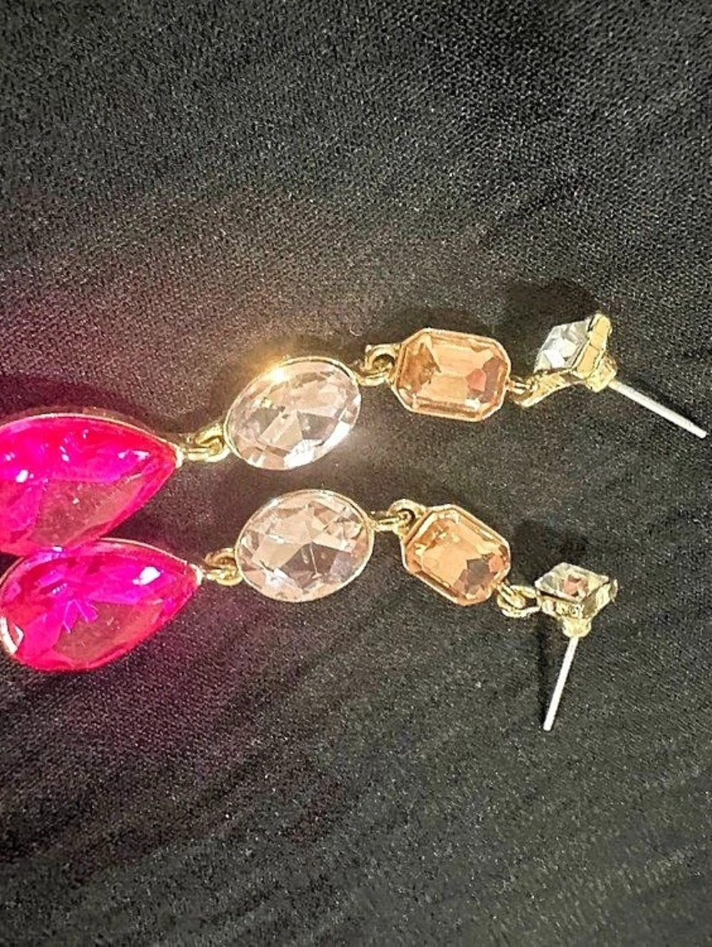 Pink Crystal Drop Earrings Like New
